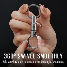 KeyUnity KA37SW Titanium Detachable Multi Rotating Carabiner Keychain, Double Ended Rotating Key Chain for Connecting House Keys and Wind Chime