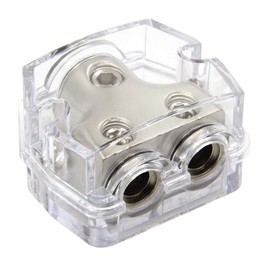 RKURCK 2 Way Power Distribution Block, 0/2/4 AWG Gauge in, 4/8/10 Gauge Out, Car Audio Stereo Amp Distribution Connecting Block for Audio Splitter (1x0GA&2x4GA-White)