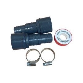 LionFlex PVC Connector Set 7-Piece – DN 50 x 38-32 mm | Pool Swimming Pool Pond Hose | 2 x PVC Hose Connector DN 50 x 38-32 mm + 4 x Hose Clamp W2 25-40 mm + 1 x Teflon Tape