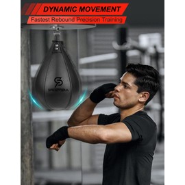 SAEEPABUL Boxing Bag Leather Speed Bag with Lightweight Latex Bladder Black