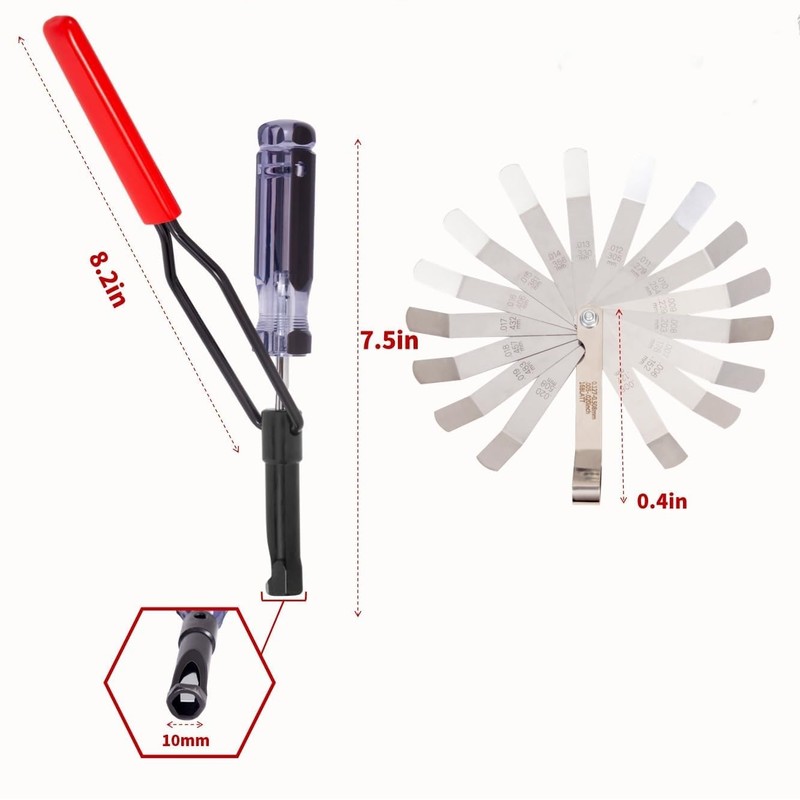 Valve Lash Adjustment Tool, with Angled Feeler Gauge，10mm Jam Nut