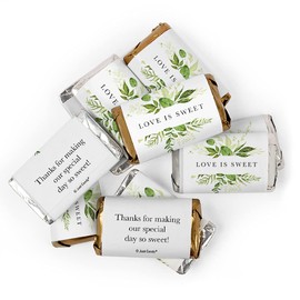 100ct Wedding Favors Wrappers for Miniatures Candy, Bridal Shower Favors for Guests Botanical (100 Wrappers) - Botanical Love is Sweet