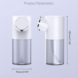 Automatic Soap Dispenser with Temperature Display Non Contact Induction Foam Soap Dispenser USB Rechargeable Foaming Handwash Machine (White)