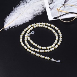 Cherish Intelligence Eyeglass Chains for Women, Reading Glasses Strap Necklace Sunglass Holder Cord Lanyards Eyewear Retainer (White and gold beads) 12