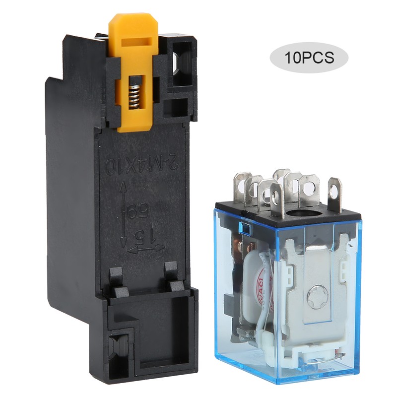 10 Sets 8 Pin Power Relay with Base AC220V Coil