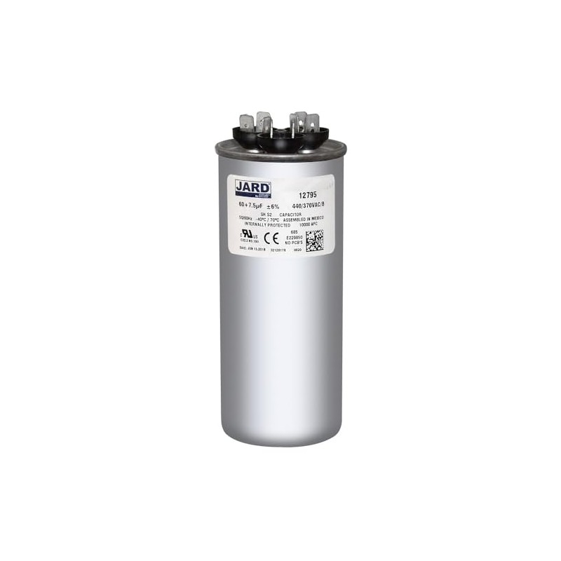 60 + 7.5 x 370/440 VAC Round Dual Run Capacitor