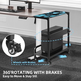 Computer Tower Stand Height Adjustable 2 Tier Floor Stand for Extra Large CPU with Guard Rail Locking Caster 32.7" X 21.6" X 15.8"