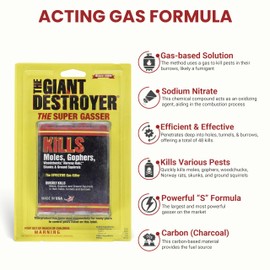Giant Destroyer Smoke Bomb Gasser – Rodent & Pest Control for Gophers, Moles, Groundhogs & Rats – 8 Pack (32 Tubes) Jecudi Towel