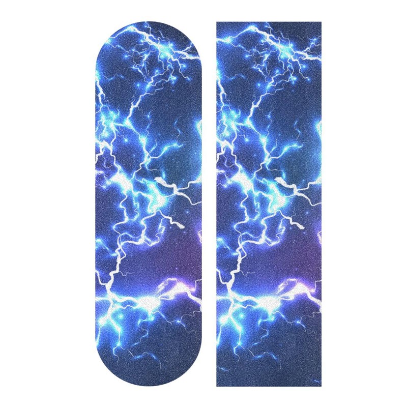 Nander Blue Lightning Skateboard Grip Tape Sheet,Non Slip Waterproof Sandpaper