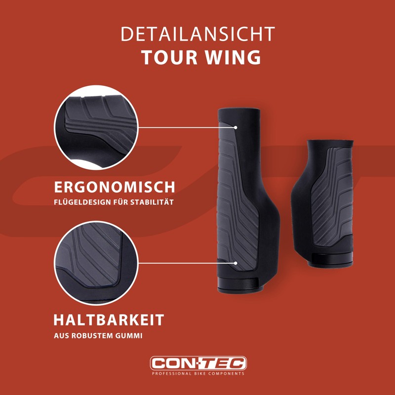 CONTEC Tour Wing Bicycle Grips 133/93mm D2 Dual Component Rubber