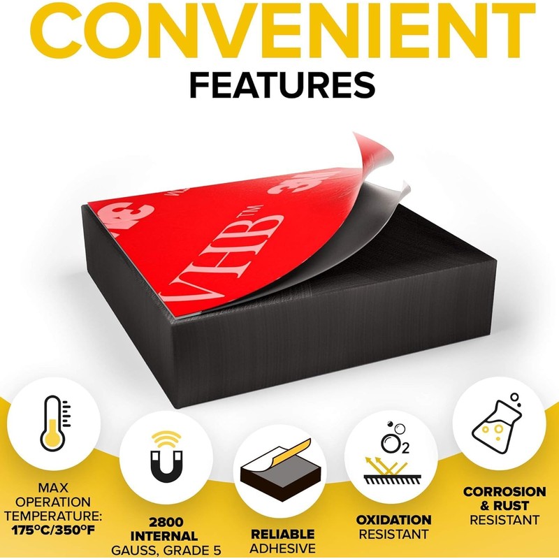 Strong Ceramic Square Magnets With Adhesive Backing (1x0.2"/25x5mm, 48 pcs)