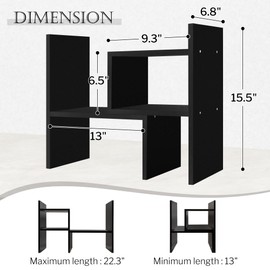 Jerry & Maggie Desktop Organizer Office Storage Rack Adjustable Wood Display Shelf, Birthday Gifts Toy Home Decor Free Style Rotation Display True Natural Stand Shelf (Black)