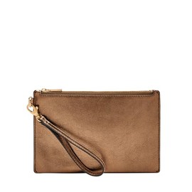 Fossil Women's Wristlet LiteHide Leather SLG1557602 (Pack of 1), metallic, Casual