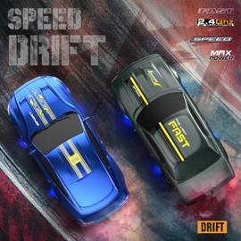 KAIMIO 1:43 Scale Mini RC Drift Car Gyro Full Scale RTR 2.4 Ghz Remote Control rgb with White Color Car Cover (8504-Black)