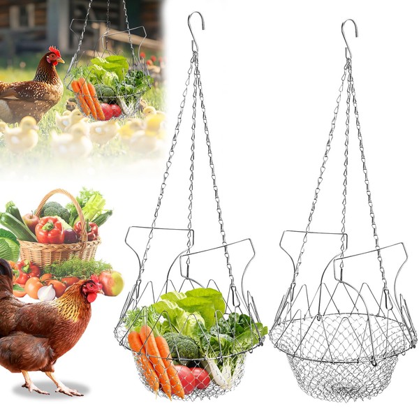Chicken Vegetable Hanging Feeder Foldable 16.5 Inch Large Toy Chicken