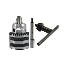 Shars 1/32”-3/8" JT2 Heavy Duty Sleeve Bearing Key Keyed Drill Chuck + MT1 JT2 Arbor Shank 202-5002+1319 ^[