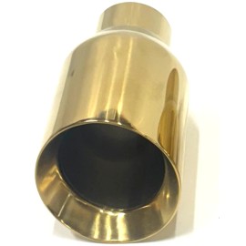 Gearhead GOLDEN EXHAUST TIP 2.5'' IN - 4'' OUT - 7'' LENGTH ANGLE Cut DOUBLE WALL GOLD