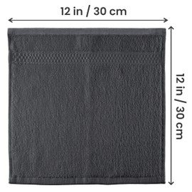 Utopia Towels 12 Pack Premium Wash Cloths Set, 12 by 12 Inches, 100% Cotton Ring Spun, Highly Absorbent and Soft Feel Essential Washcloths for Bathroom, Spa, Gym, and Face, Grey