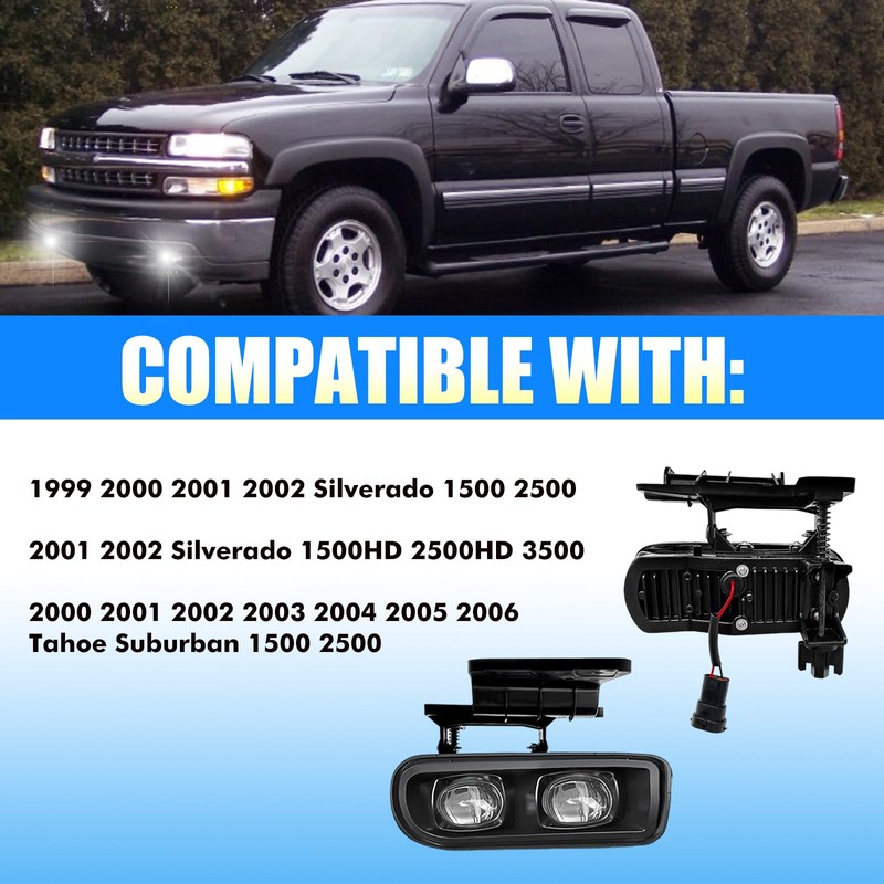 LED Fog Lights Assembly Fit For 1999-2002 Silverado 1500 2500/2001