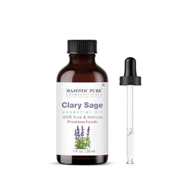 MAJESTIC PURE Aceite Esencial De Salvia Clary, Grado Premium, Puro Y Natural, Para Aromaterapia, Masaje, Usos Tpicos Y Domsticos, 1 Fl Oz             