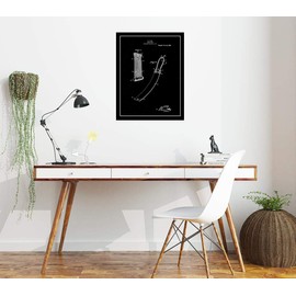 Razor Strop Patent Print Black Matte with Border (11" x 14") M12199