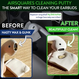 AirSquares Earbud Cleaning Putty, The Original Cleaner Kit for Earbuds & Tech Devices | Ideal for Wireless Earbuds | Easily Remove Wax Dirt & Gunk from The Speaker Grills of Your Devices (12 Pack)