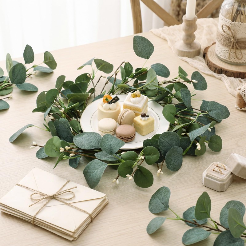 Gandeer Wedding Placemats Set of 6 Artificial Eucalyptus Leaves Place