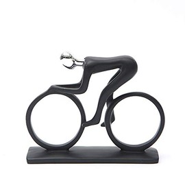 Hosoncovy Resin Cyclist Ornament Riding Man Sculpture Cyclist Sculpture Bicycle Statue Cyclist Figure Home Decoration Ornament Sculpture for Home Living Room Bedroom Office (Silver)