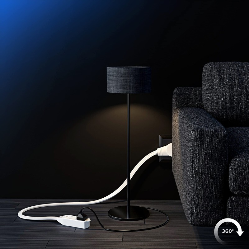 Maximm Cable 3 Ft 360° Rotating Flat Plug Extension Cord/Wire,