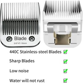 5/8" HT Dog Grooming Replacement Blades Compatible with Andis Dog Clippers,Dog Clipper Blades Compatible with Wahl KM-10 Series Clippers, Oster A5,Size-5/8-Inch 16mm Cut Length