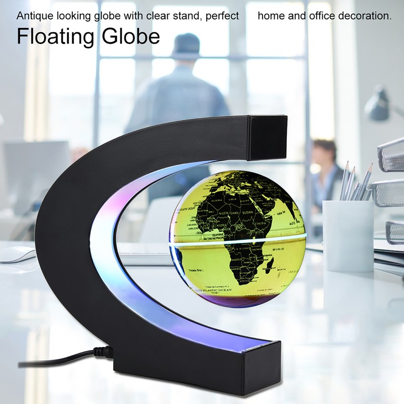 Floating Globe Magnetic Levitation Rotating Globe with Colorful LED Light