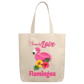 EnvyFone Simply Love FLAMINGOS - Woman's Shopping/Collage/University Shoulder Tote Bag - Eco-Friendly Stylish Novelty Present Gift for Girls Ladies