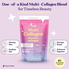 Fuel Multi-Collagen Peptides 3-Pack Bundle – Hydrolyzed Protein with Hyaluronic Acid, Biotin, Resveratrol & 11 Beauty-Boosting Ingredients for Hair, Skin & Nails
