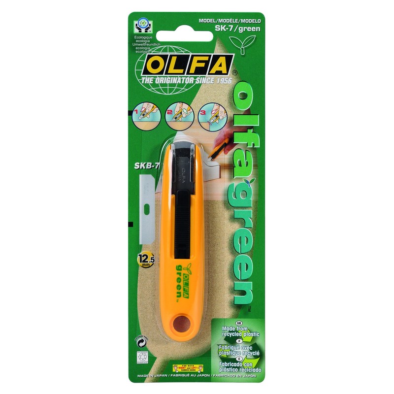 OLFA SK-7Green - Cúter plástico reciclado con cuchilla trapezoidal de