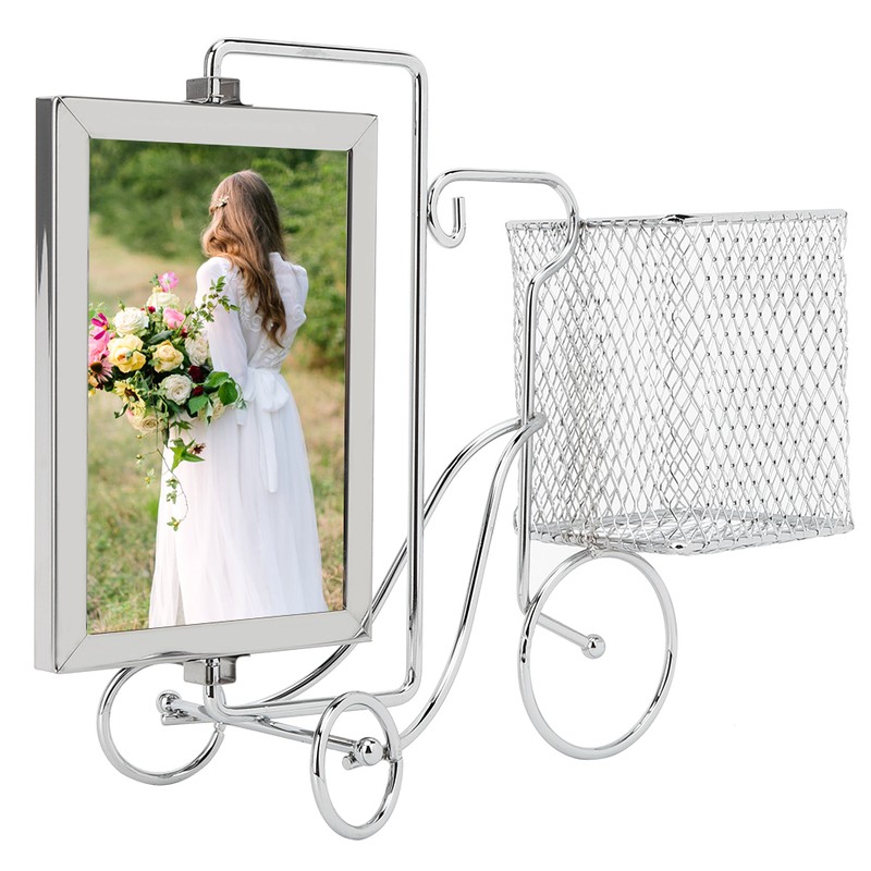 Unique Bicycle Shape Metal Picture Photo Frame Pen Holder Home