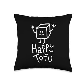 Happy Tofu Vegan Vegetarian Throw Pillow