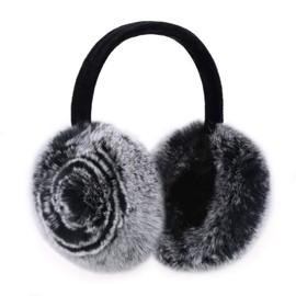 Rabbit Hair Earmuff for Winter, Soft and Warm,Foldable and Easy Carry (Black)