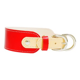 Dog Collar, Genuine Leather, Colorful, Wide, Dog Collar, Simple, Leather, Stylish, Cute, Large Dog, Sighthound, Igre, Made in Japan, 8 Colors (Red, L)