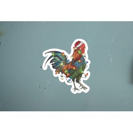 Christmas Chicken 4 Inch Waterproof Decal Sticker Merry Christmas Xmas Winter Elf Reindeer Santa Saint Nick Snow Wreath Gift CS1510-2PK