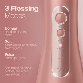AquaSonic Aqua Flosser PRO - Rechargeable Electric Cordless Water Flosser for Teeth, Gums & Tongue - Waterproof Modern Design, 300ml Large Tank, 3 Modes, 6 Jet Tips, Deluxe Tongue Nozzle - Rose Gold