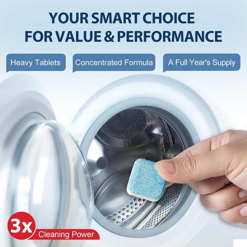 Washing Machine Cleaner Tablets 24 Pack - Deep Cleaning &