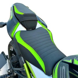Motorrad Leder Front Rider Sattel Solo Hinten Beifahrersitzkissen Soziuspolster Kompatibel mit Z900 2017 2018 2019 2020 2021 2022 2023 2024, Grün