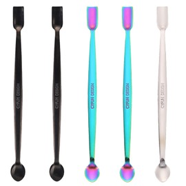 Briartw 5 Pcs Stainless Steel Craft Spoon | Mess-Free Crafting with Dual-Shaped Spoons for Glitter, Embossing Powders, Sequins & Small Embellishments | Colorful,Black,Silver | 6.7inch Length