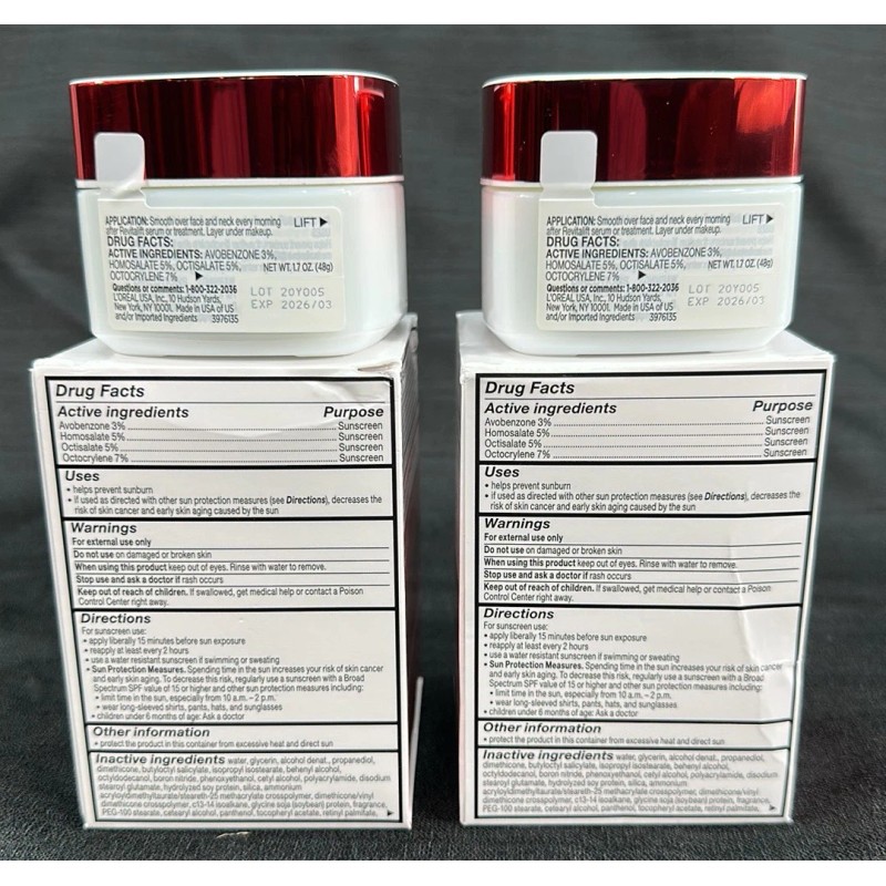 L'Oréal Lot 2 L'Oreal Paris Revitalift Anti-Wrinkle Firming Moisturizer SPF