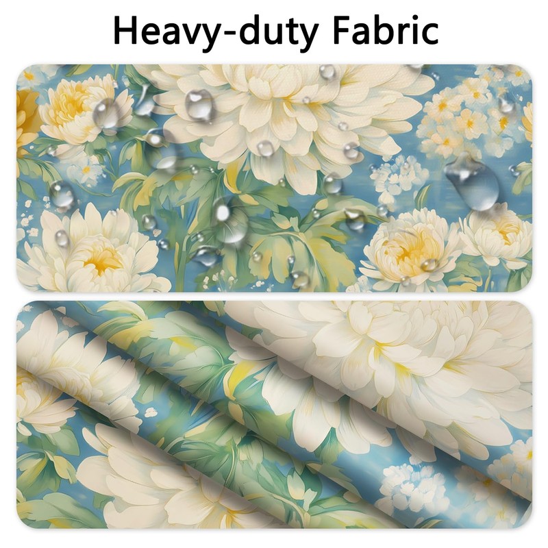 NAEMBCU Watercolor Floral No Hook Shower Curtain with Snap-in Liner