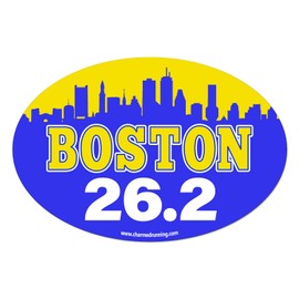 Charmed Running Boston Marathon 26.2 City Skyline Removable Bumper Sticker Window Decal or Car Magnet (Magnet)