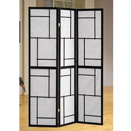 Stonecroft Park 3 Panel Folding Screen Room Divider in Black and White