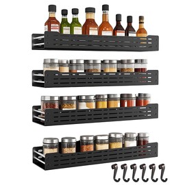 GELYA 4 Pack Spice Rack wall mounted, spice rack organizer for cabinet，Spice Organizer for Spice Jars and Seasonings，Space-Saving kitchen seasoning organizer，for Your Kitchen Cabinet,or Pantry Door
