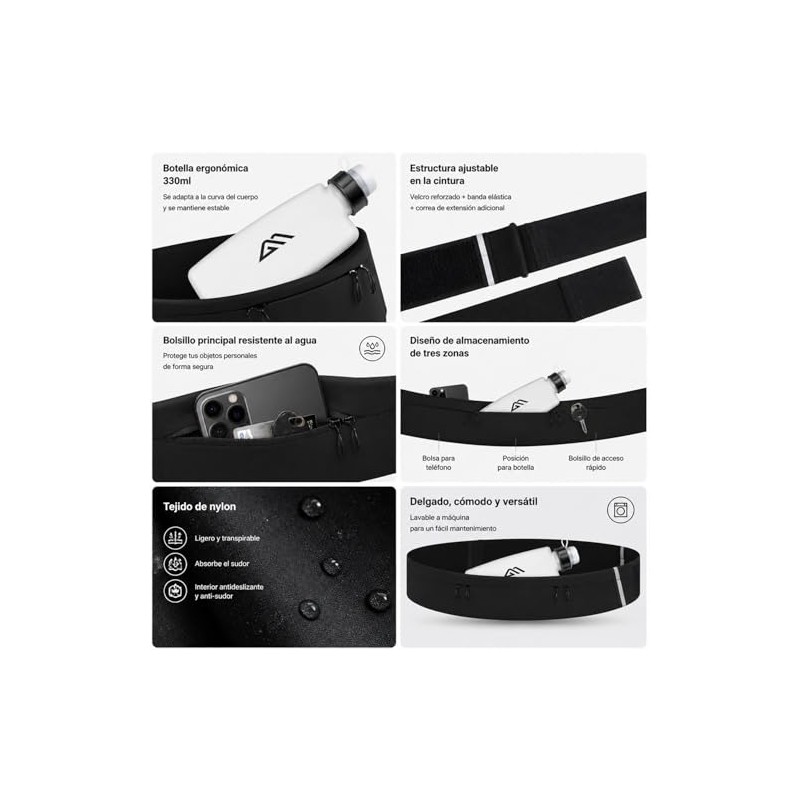 Cinturón de Running Lumewave para Mujeres y Hombres con Portabotellas