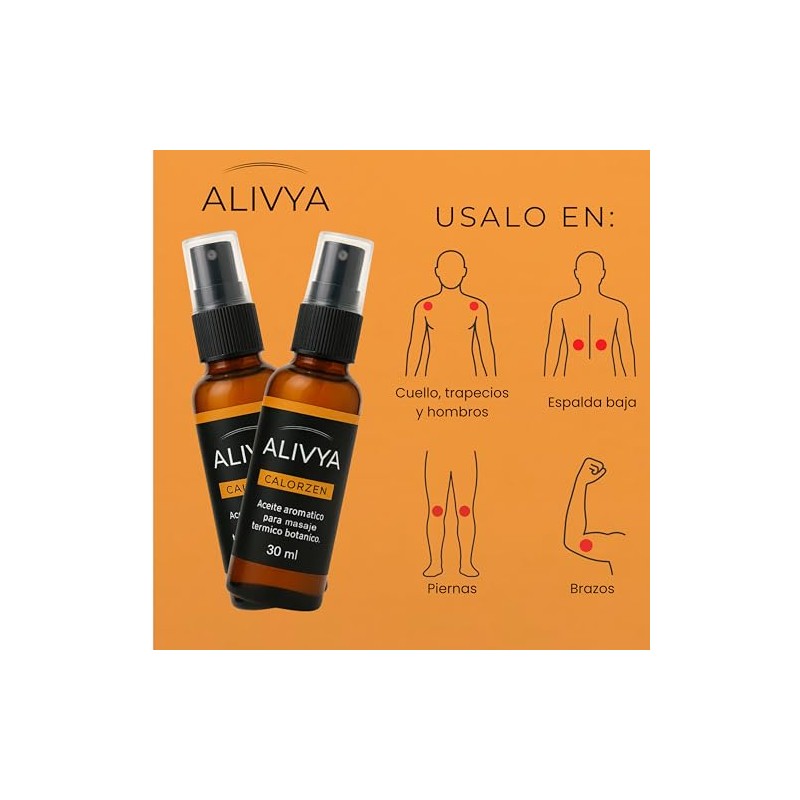 Alivya Calorzen – Aceite para Masaje Corporal, Con Sensación de